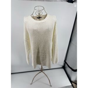 Sanctuary Waffle Knit Sweater Cream Long Sleeve Crewneck Women’s S